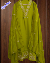 Elegant Modal Embroidered Suit with Crochet Lacing Detailing